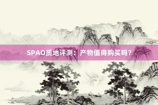 SPAO质地评测：产物值得购买吗？