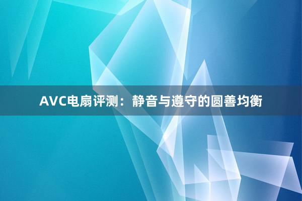 AVC电扇评测：静音与遵守的圆善均衡